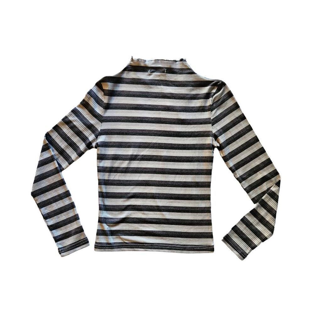 CALI BE Long Sleeve Striped Top Grey Black Small - Picture 2 of 5